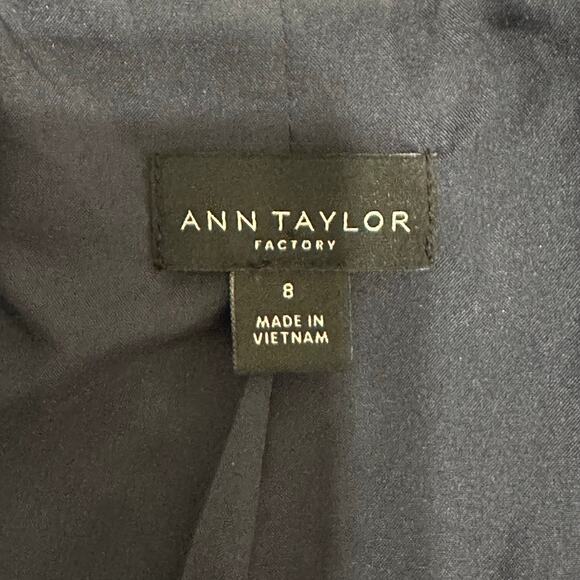 Ann Klein Factory Woven Blazer Jacket Lined Size 8 Navy Black White Tan - Picture 6 of 10